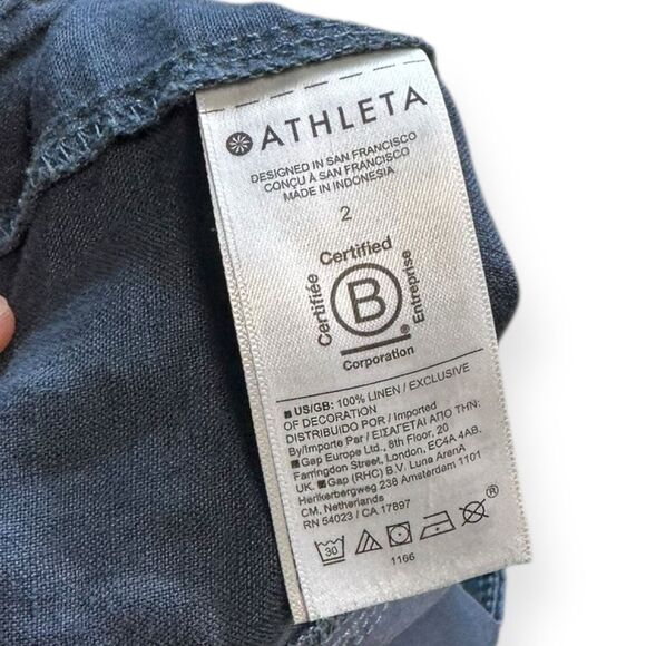 ATHLETA Women’s Granite Blue Strap Waist Linen Cropped Pants Size 2 - Picture 5 of 7